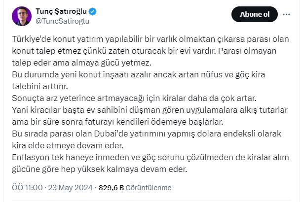 Tunç Şatıroğlu tarih verdi: Kiralar rekor artacak 11